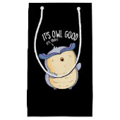 フクロウ・グッド・おもしろいバード・プン・ダークBG スモールペーパーバッグ (正面)