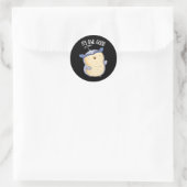 フクロウ・グッド・おもしろいバード・プン・ダークBG ラウンドシール (バッグ)