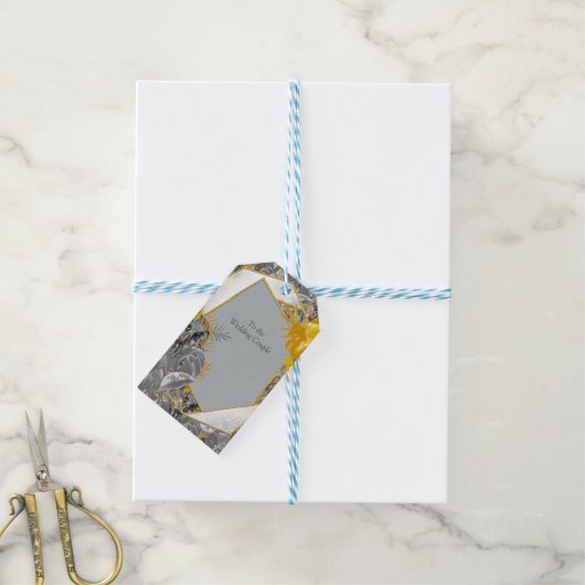 フクロウ – グレー葉/黄色2021色の植物の ギフトタグ (より糸付き)