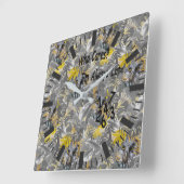 フクロウ – グレー葉/黄色2021色の植物の スクエア壁時計 (傾斜)