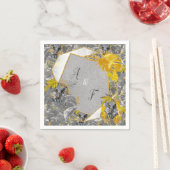 フクロウ – グレー葉/黄色2021色の植物の スタンダードカクテルナプキン (インサイチュ)