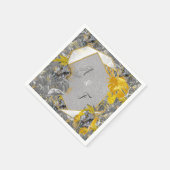 フクロウ – グレー葉/黄色2021色の植物の スタンダードカクテルナプキン (角)