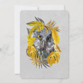 フクロウ – グレー葉/黄色2021色の植物の 招待状 (裏面)