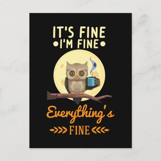 フクロウ・コーヒー・モーニング・バ熱狂するード ポストカード (正面)