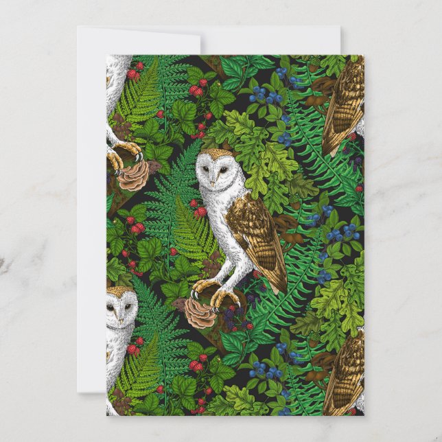 フクロウ、シダ、オーク、ベリー (正面)