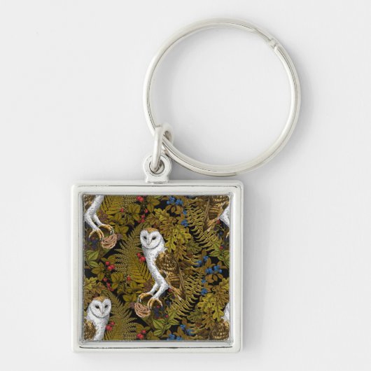 フクロウ、シダ、オーク、ベリー2 キーホルダー (正面)