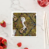 フクロウ、シダ、オーク、ベリー2 スタンダードカクテルナプキン (インサイチュ)