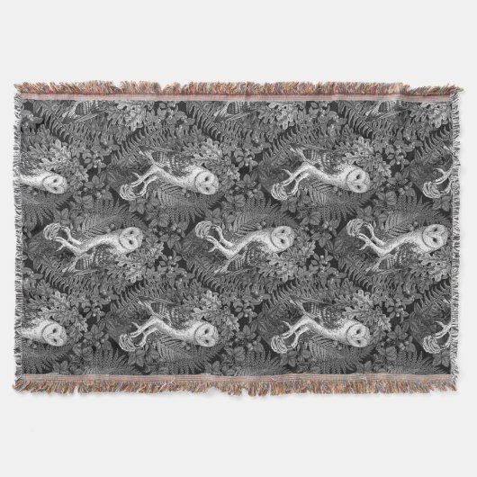 フクロウ、シダ、オーク、ベリー4 スローブランケット (正面)