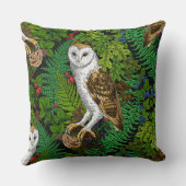 フクロウ、シダ、オーク、ベリー クッション (裏面)