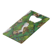 フクロウ、シダ、オーク、ベリー クレジットカード栓抜き (正面アングル)