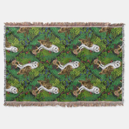フクロウ、シダ、オーク、ベリー スローブランケット (正面)