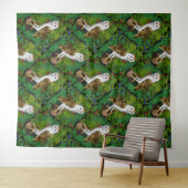 フクロウ、シダ、オーク、ベリー タペストリー (インサイチュ(横))