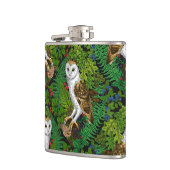 フクロウ、シダ、オーク、ベリー フラスク (左)