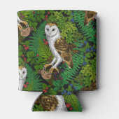 フクロウ、シダ、オーク、ベリー 缶クーラー (裏面)