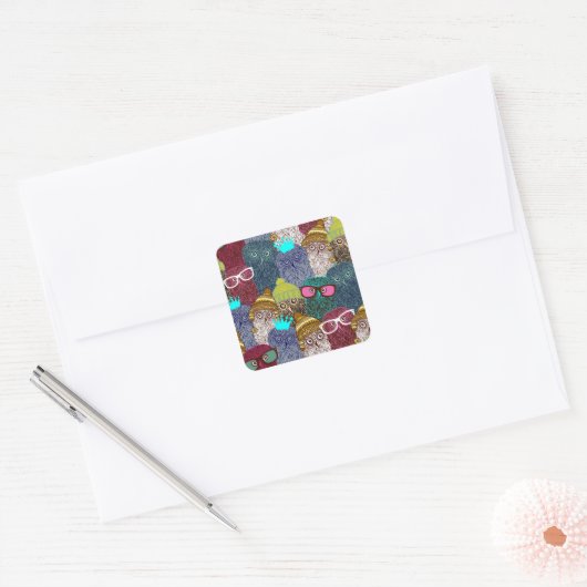 フクロウ スクエアシール (封筒)