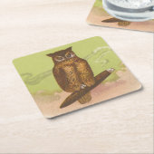 フクロウ スクエアペーパーコースター (アングル)