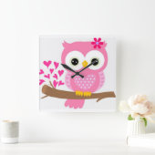 フクロウ スクエア壁時計 (ホーム)