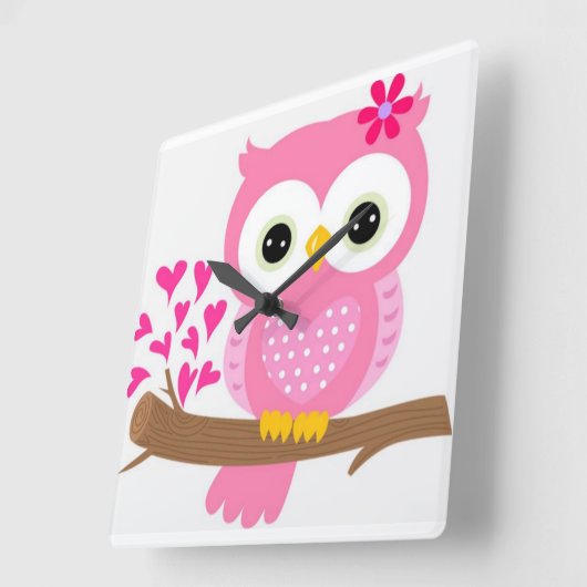 フクロウ スクエア壁時計 (傾斜)