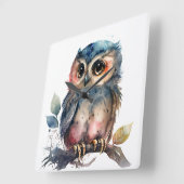 フクロウ スクエア壁時計 (傾斜)