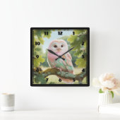 フクロウ スクエア壁時計 (ホーム)