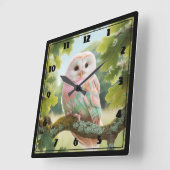 フクロウ スクエア壁時計 (傾斜)