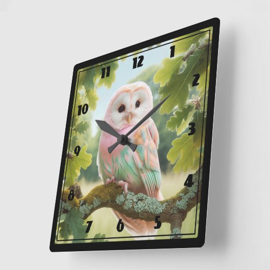 フクロウ スクエア壁時計 (傾斜)