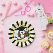 フクロウ・スクールがブラック・アンド・金ゴールド卒業 ペーパープレート (パーティー)