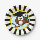 フクロウ・スクールがブラック・アンド・金ゴールド卒業 ペーパープレート (正面)