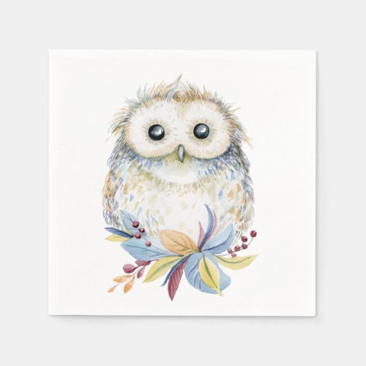 フクロウ スタンダードカクテルナプキン (正面)