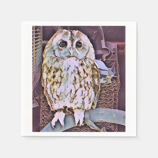 フクロウ スタンダードカクテルナプキン (正面)