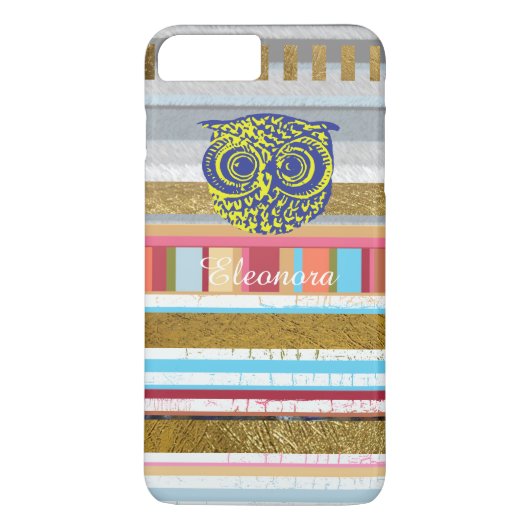 フクロウ、ストライプ及び一流 Case-Mate iPhoneケース (裏面)