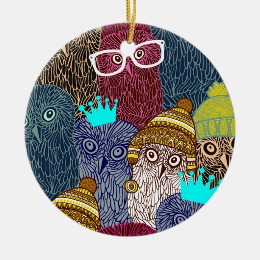 フクロウ セラミックオーナメント (正面)