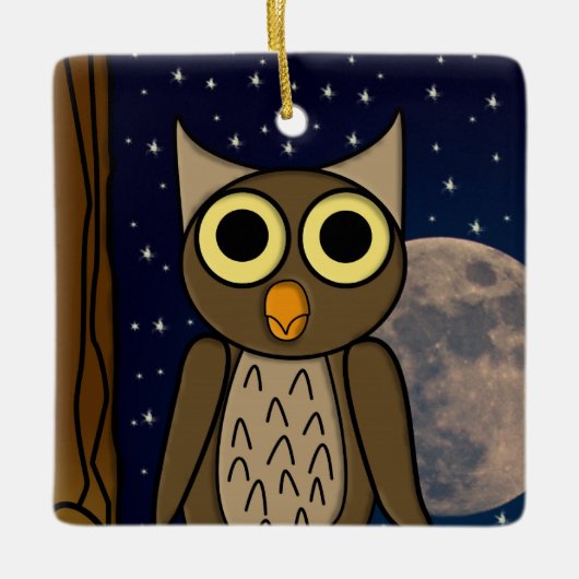 フクロウ セラミックオーナメント (正面)