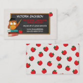 フクロウ・チョークボード先生家庭教師の教育 名刺 (正面/裏面)