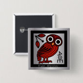 フクロウ・テトラドラクム・コイン「私はアテネ人」 缶バッジ (正面&裏面)