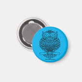 フクロウ（ネオンブルー） – マグネット (正面/裏面)