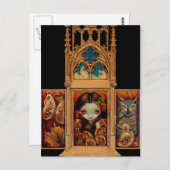 「フクロウ・バタフライ・トリプチ」はがき ポストカード (正面/裏面)