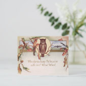 フクロウ バット 秋 落葉 紅葉 ポストカード (スタンド正面)