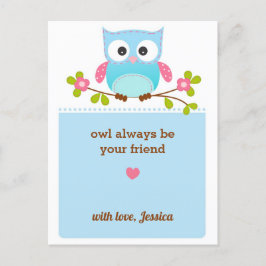 フクロウ・バレンタイン・カ子供へード教室交換 シーズンポストカード