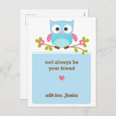 フクロウ・バレンタイン・カ子供へード教室交換 シーズンポストカード (正面/裏面)
