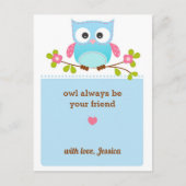 フクロウ・バレンタイン・カ子供へード教室交換 シーズンポストカード (正面)