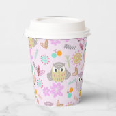 フクロウ パステル ピンク 紙コップ (左)
