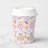 フクロウ パステル ピンク 紙コップ (右)