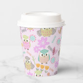 フクロウ パステル ピンク 紙コップ (正面)