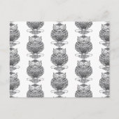 フクロウ（パターン白） – はがき (正面)