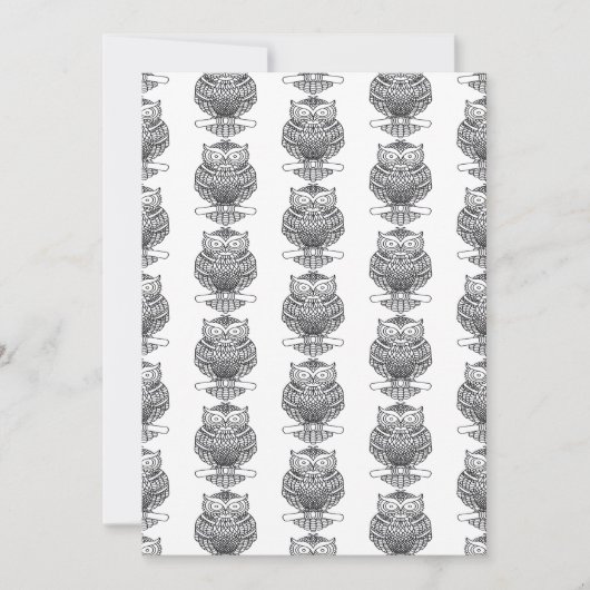 フクロウ（パターン白） – グリーティングカード シーズンカード (正面)