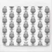 フクロウ（パターン白） – マウスパッド (正面)