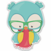 フクロウ、ヒッスターフクロウ、眼鏡つきフクロウ、スカーフ シール (正面)