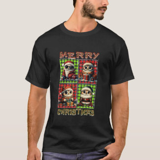 フクロウ・ヒョウ・バッファロー・プレイド動物の愛メリー者Chri Tシャツ