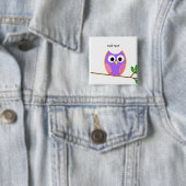 フクロウ:ピンクと紫フクロウ 缶バッジ (インサイチュ)